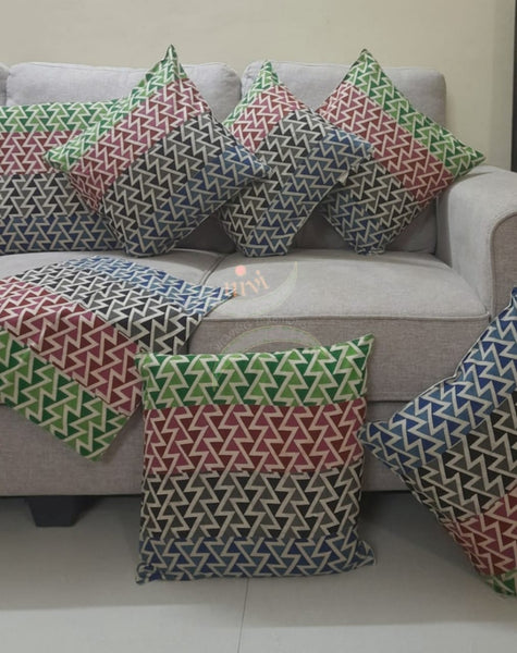 Set of 2 kalamkari printed cotton cushion covers 16x16 inches