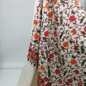 Off-white Kashmiri embroidered shawl