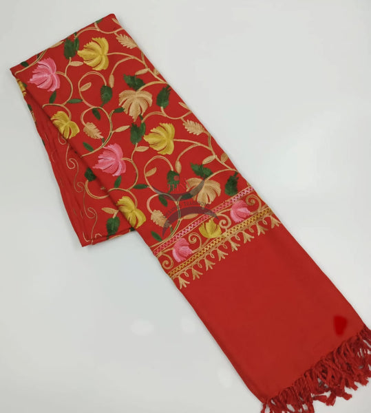 Red ari work shawl