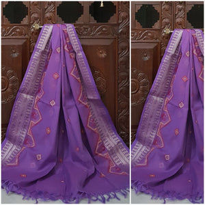 Purple cotton kasuti embroidered dupatta