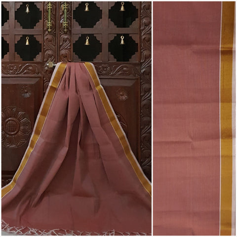 Onion pink striped south cotton with zari border