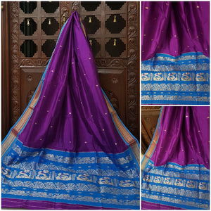 Silk Pathani with peacock motif on pallu