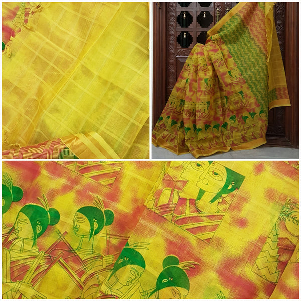 Handwoven silk cotton Venkatagiri with hand block printing