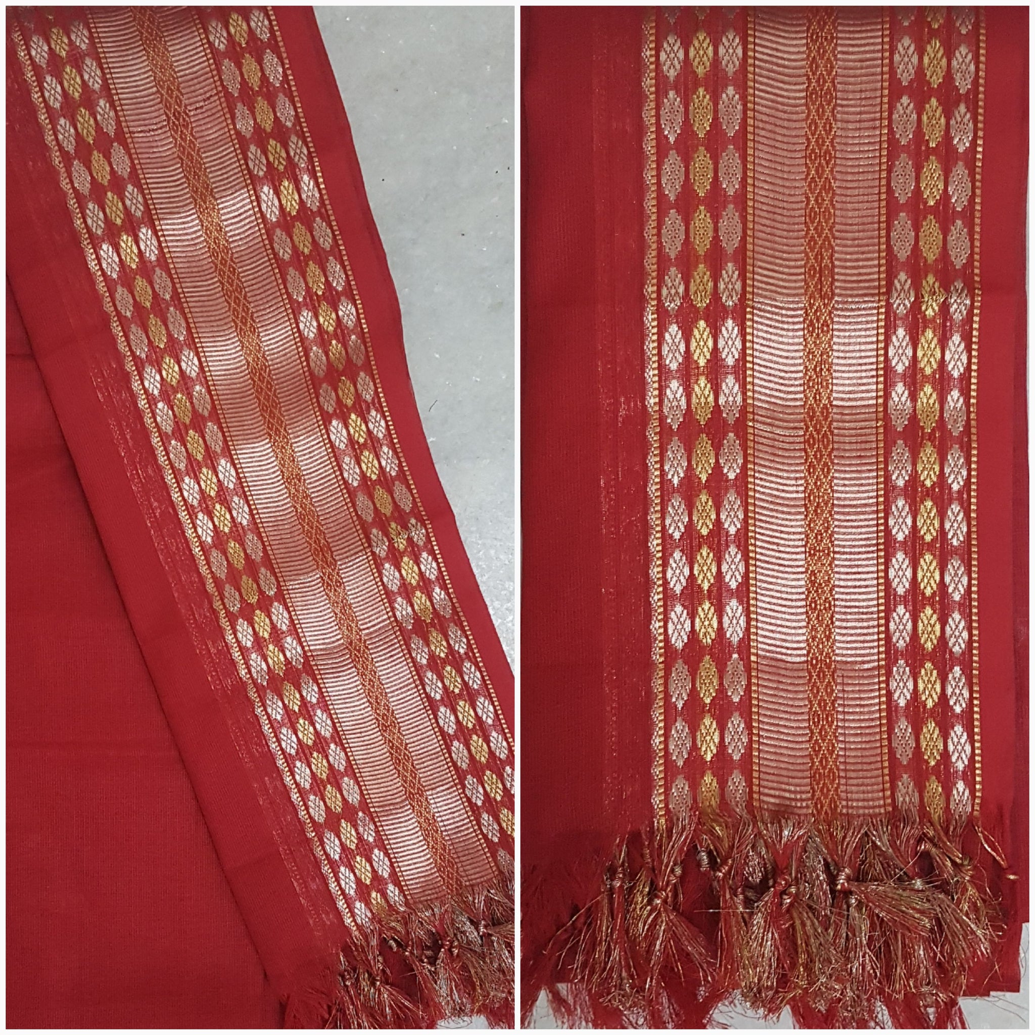 Red South cotton with zari border