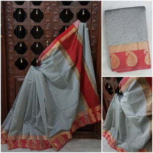 Cotton art silk with paisley motif border