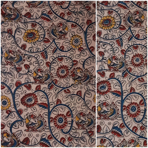 Soft mul cotton kalamkari with floral motif