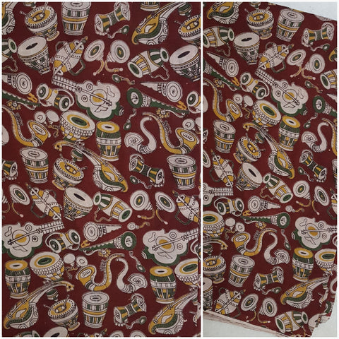 Chennur silk kalamkari with musical instrument motifs