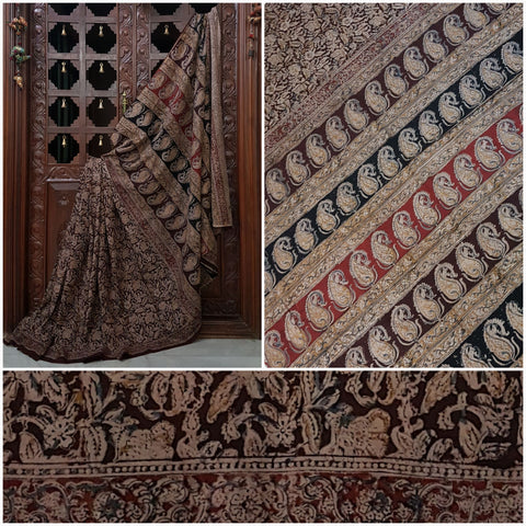 cotton kalamkari with floral motif.