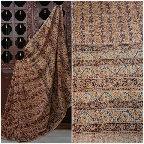 cotton kalamkari with floral motif.