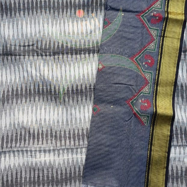 Handloom cotton pochampalli ikat kurta with kasuti embroidered dupatta