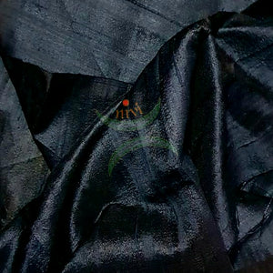 Black handloom raw silk blouse piece