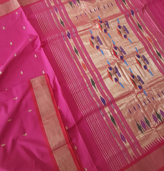 Pink cotton handloom paithani