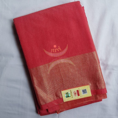 Peach pure muga silk handloom saree