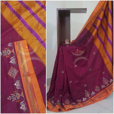 Traditional ilkal with kasuti embroidery