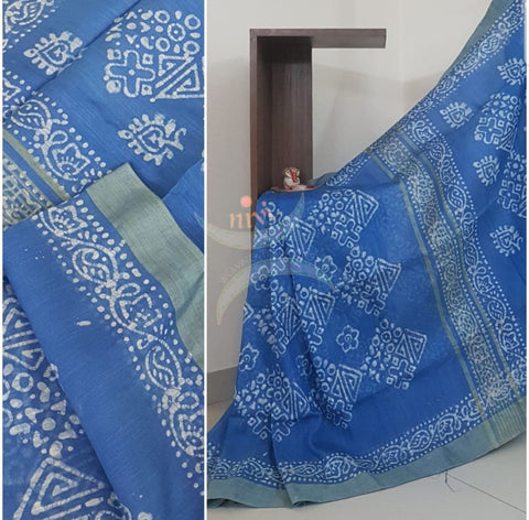 Handloom cotton with batik print