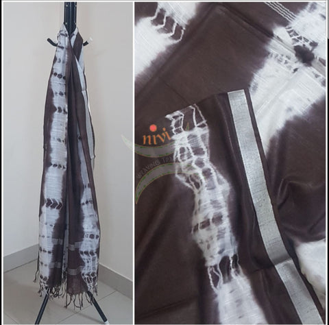 Handloom linen shibori dupatta