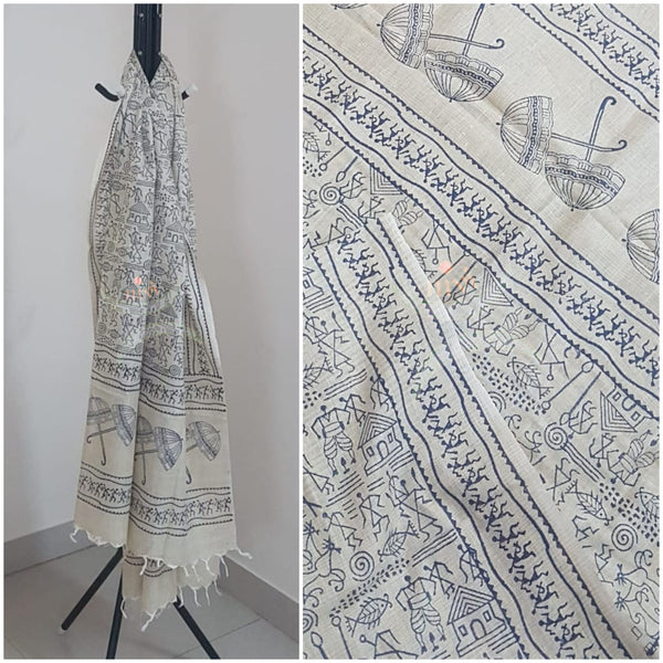 Silk blend warli printed dupatta