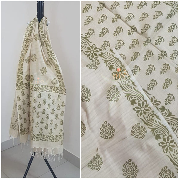 Silk blend warli printed dupatta