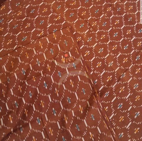 Handloom brown pochampalli ikat cotton fabric