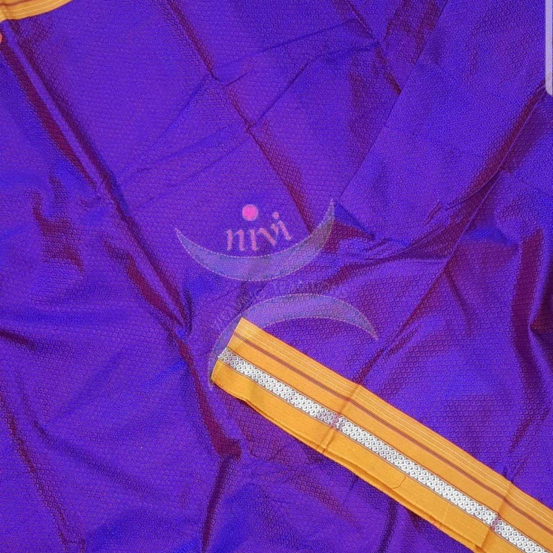 Purple Khun/khana running material with mustard border. Width of the fabric is 36 inches.