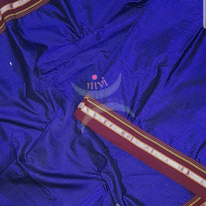 Royal blue Khun/khana running material with maroon border. Width of the fabric is 36 inches.