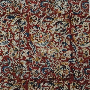 Red handloom kalamkari cotton with all over floral motif