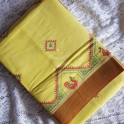 Kota cotton kasuti embroidered saree.