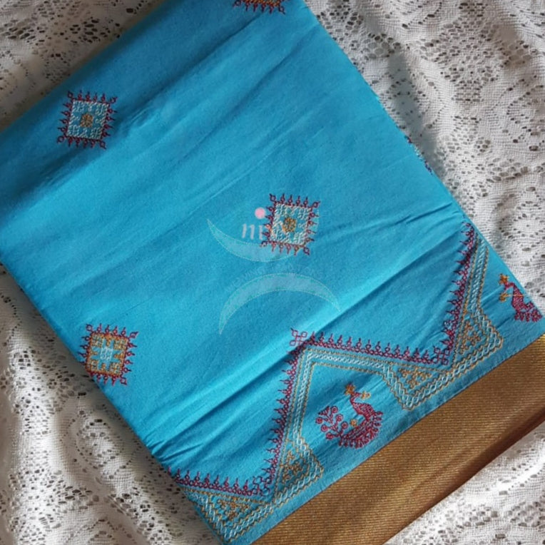 Kota cotton kasuti embroidered saree.