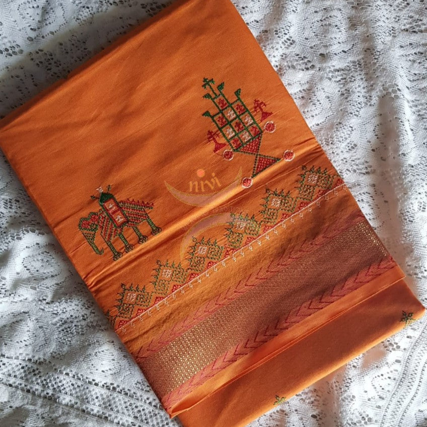 Kota cotton kasuti embroidered saree.