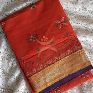 Kota cotton kasuti embroidered saree.