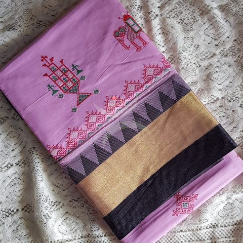 Kota cotton kasuti embroidered saree.