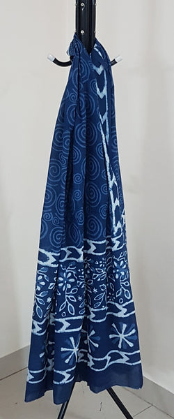 Handloom block printed indigo 3 piece suit set