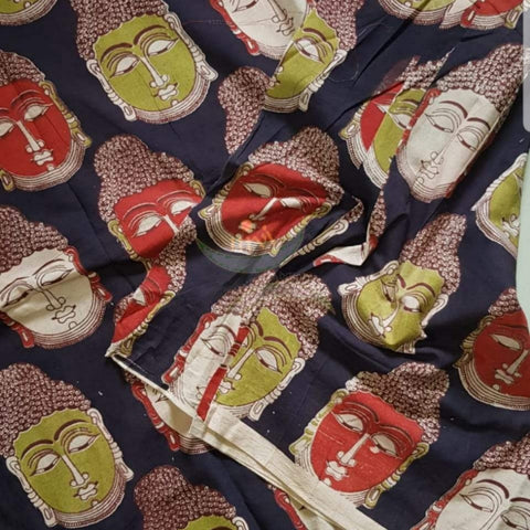 Handloom cotton kalamkari printed fabric of width 44 inches
