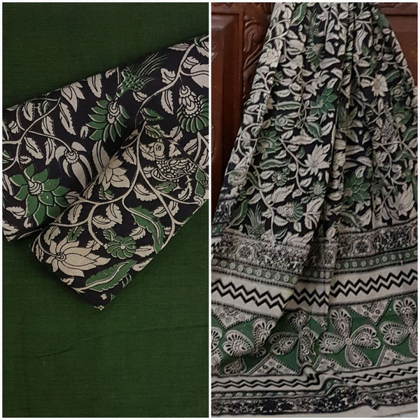 Handloom Mul cotton floral print kalamkari with mangalgiri Cotton