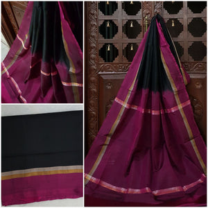 Uppada Handwoven Pure silk in black and pink combination