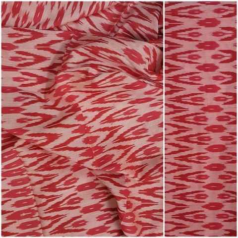 Red Pochampalli- single ikat Handwoven soft cotton fabric .