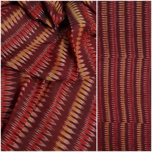 Maroon Pochampalli- Double ikat Handwoven soft cotton fabric .