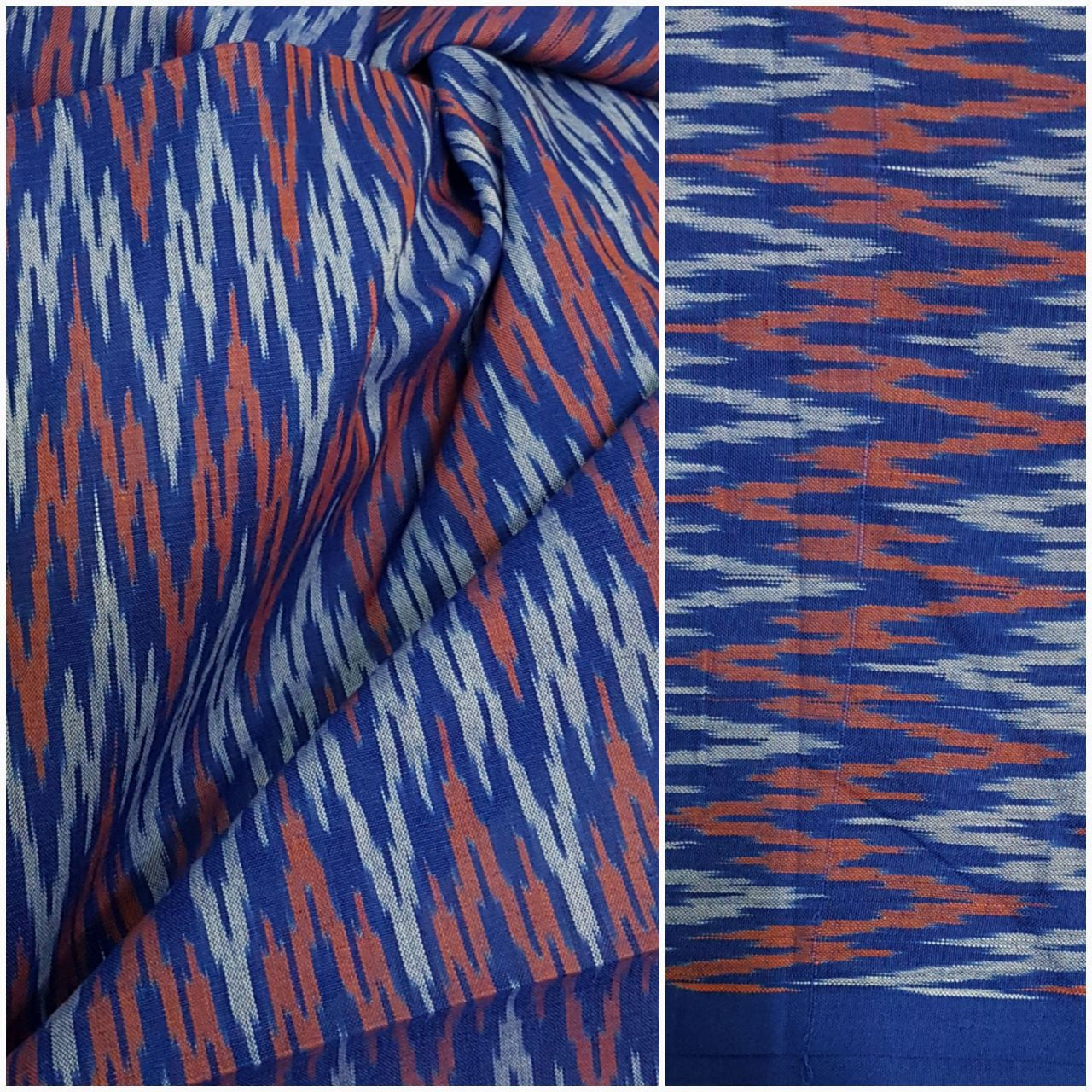 Blue Blue Pochampalli- Double ikat Handwoven soft cotton fabric .