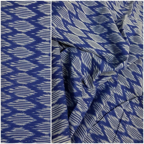 Blue Pochampalli- Double ikat Handwoven soft cotton fabric .