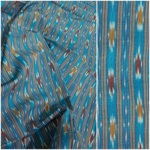 Handloom blue pochampalli ikat cotton fabric