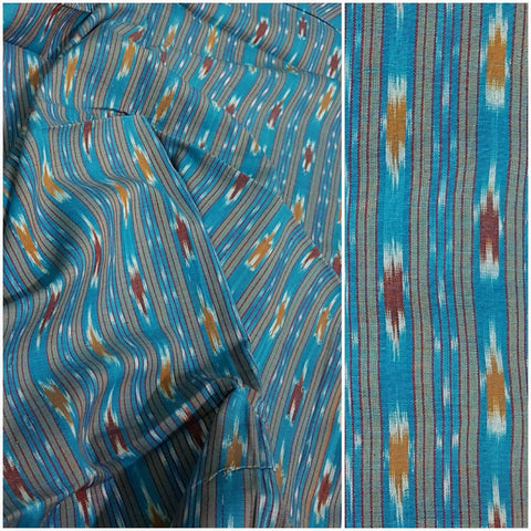 Green Pochampalli- single ikat Handwoven soft cotton fabric .