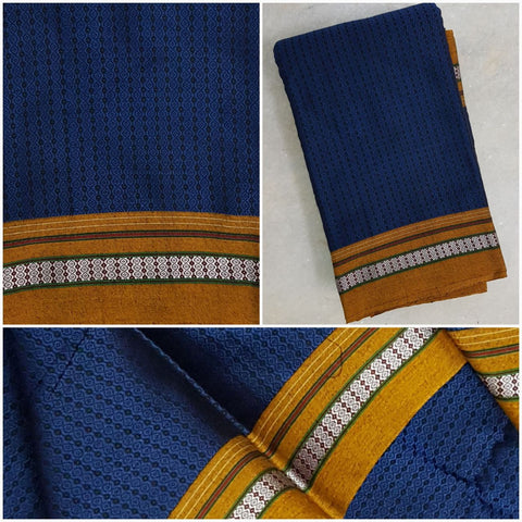 Khun/khana running material in blue mustard combination
