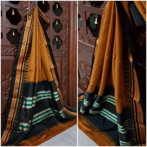 Rust Mustard merserised Cotton gadwal with black temple border