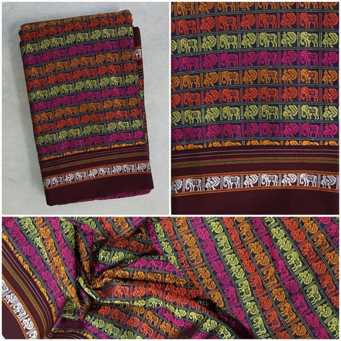 Khun/khana running material with traditional elephant motif