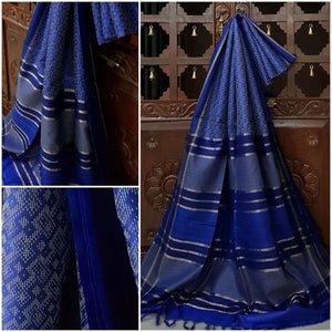 Royal blue hand woven bagalpuri silk