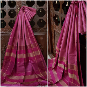 Pink  Hand woven bagalpuri silk.