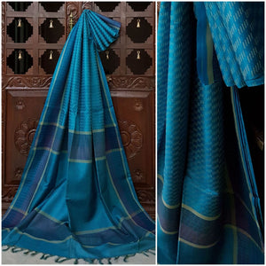 Blue Hand woven bagalpuri silk .