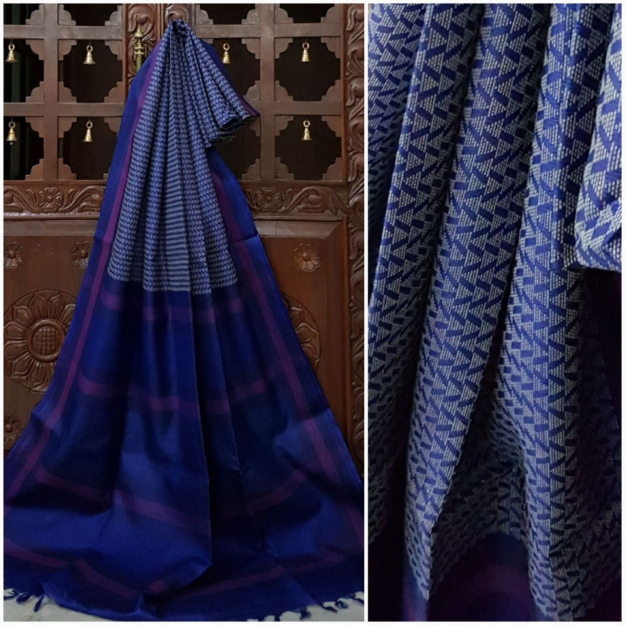 Royal blue Handwoven Bagalpuri Silk.