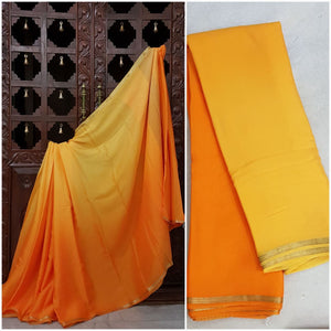 40 gms pure silk crinkled crepe in dual shade yellow with combination of orange yellow and sunny yellow hues!