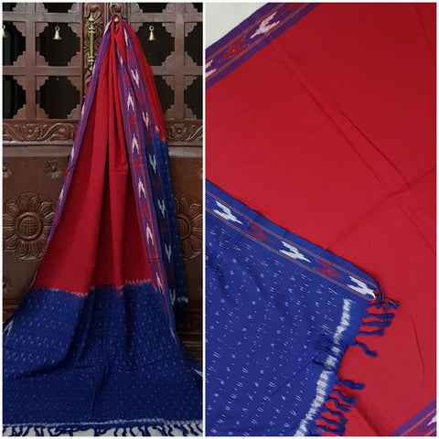 Pink and blue  Pochampalli- ikat Handloom cotton duppata